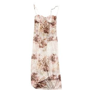 NWT Pretty Little Thing Womens Corset Maxi Dress Sz 8 Sheer Skirt Chiffon Cami